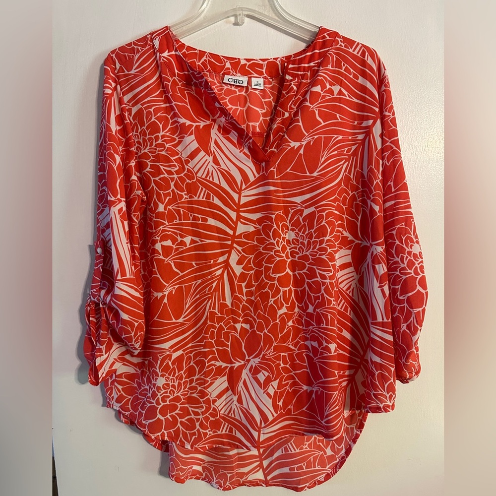 Cato Women's Red Floral Top